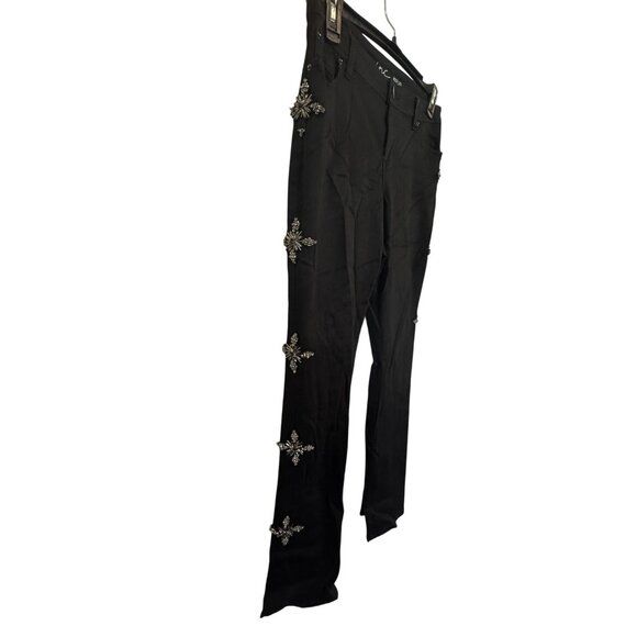 INC Women’s Black Boot Leg Embellished Jeans Size 8 Beaded Rhinestone Detail Str - Picture 3 of 8